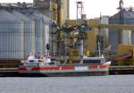 Das 82m lange Frachtschiff SPARBORG (IMO:9279018) am 21.11.25 in Rostock.