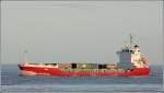 Die 1991 gebaute TINGO (IMO 8408466) am 31.12.2007 bei Cuxhaven Elbe abwrts fahrend. Sie ist 97 m lang, 16 m breit und hat eine GT von 3828. Sie fhrt unter der Flagge von Gibraltar.