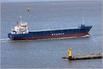 Die 2007 gebaute ARGOS (IMO 9383924) fährt Höhe Bremerhaven weserabwärts. Sie ist 87,82 m lang und 12,0 m breit, hat eine GT/BRZ von 2.452 und eine DWT von 3.666 t. Heimathafen ist St. John's (Antigua and Barbuda). Früherer Name: WILSON DUNMORE. 25.09.2020