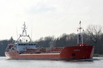 Die Ardea IMO-Nummer:9190327 Flagge:Niederlande Länge:90.0m Breite:12.0m Baujahr:2000 Bauwerft:Breko Shipbuilding&Repair,Papendrecht Niederlande an der Weiche Fischerhütte im Nord-Ostsee-Kanal am 26.03.16