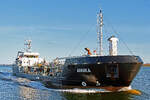 Tankschiff ANNIKA (IMO 9628489) am 19.02.2023 in Lübeck-Travemünde einlaufend