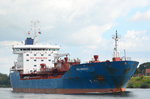 Die BRO Nakskov IMO-Nummer:9323584 Flagge:Dänemark Länge:144.0m Breite:23.0m Baujahr:2007 Bauwerft:Jiangnan Shipyard,Shanghai China bei Rendsburg im Nord-Ostsee-Kanal am 21.09.16
