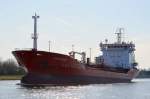 Die Eships Bainunah IMO-Nummer:9293325 Flagge:Gibraltar Lnge:122.0m Breite:17.0m Baujahr:2005 Bauwerft:Anadolu Shipyard,Istanbul Trkei aufgenommen auf dem Nord-Ostsee-Kanal an der