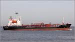 Die 1992 gebaute STOLT EGRET (IMO 9004308) am 24.02.2014 in der Elbmündung bei Cuxhaven. Dieser Tanker ist 100 m lang, 17 m breit, hat eine GT ovn 3.853 und eine DWT von 5.758 t. Heimathafen ist George Town (Cayman Islands).