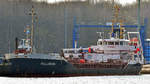 Tanker SÜLLBERG (IMO 9110114) am 30.3.2019 am Skandinavienkai in Lübeck-Travemünde