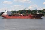 Tankschiff SLOMAN HERAKLES (IMO 9466726); Eigner/Betreiber: Sloman; Datum: 19.07.2025; Aufnahmeort: Elbe/Hafen Hamburg, Deutschland. Das Bild zeigt die SLOMAN HERAKLES beim Einlaufen vom Bubendey Ufer aus  betrachtet.