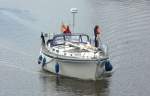 Segelschiff BELUGA 150 152 S, MMSI 211400630,10m x 4m aus Mnster im Elbe-Lbeck-Kanal mit Kurs Hansa-Marina Lbeck unterwegs...