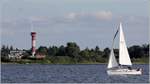 Der Leuchtturm Holnis an der Flensburger Förde. Der 26 m hohe Turm wurde 1967 in Betrieb genommen. Sein Licht ist bis zu 13 sm weit sichtbar. 05.07.2017