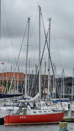 Das Boot  Salka Valka Ega  im Hafen von Aalborg Anfang Juni 2018.