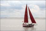 Die Segelyacht MOBY DICK kreuzt am 24.08.2008 in der Wesermndung bei Bremerhaven.