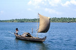 Traditionelles südindisches Segelboot auf den Backwaters in Kerala.