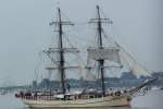 Die Brigg  Astrid  aus den Niederlanden am 14.08.2005 bei der Sail Bremerhaven. Baujahr 1918, Werft: Greg van Leeuwin in Scheveningen (Niederlande), Lnge ber alles: 43,28 m, 488 qm Segelflche, gebaut wurde das Schiff als Frachtlogger und fuhr bis 1937 unter den Namen  Wuta .