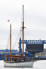 Segelschiff AGLAIA am 27.01.2024 in Lübeck-Travemünde