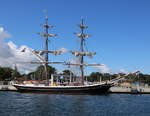 Das Segelschiff MORGENSTER(IMO: 5241659)am 11.07.2020 in Warnemünde.