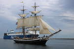 Das Segelschiff MORGENSTER(IMO: 5241659)beim Einlaufen in Warnemünde am 21.08.2020