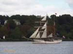 LOTH LORIEN  (IMO 5254151) am 8.9.2015, Hamburg auslaufend, Elbe Höhe Övelgönne /    Barkentine, 3-Mast- Gaffeltopschoner / L 48,0m, B 6,0m, Tg.