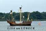 am 19.08.08 im Nord-Ostsee-Kanal   einlaufen in die Obereider     Lisa von Lübeck   ist eine  Kraweel keine Kogge 