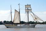 Der 3-Master Mare Frisium IMO-Nummer:5344592 Flagge:Niederlande Länge:50.0m Breite:6.0m auf der Elbe am 27.08.09