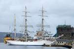 Das norwegische Segelschulschiff die STATSRAAD LEHMKUHL am 07.09.16 an ihrem Anleger in Bergen (NOR)