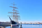 Viermastbark PASSAT im Hafen von Lübeck-Travemünde. Aufnahme vom 13.03.2022