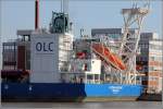Die Heckpartie der VICTORIA MATHIAS (IMO 9578244) mit einem Freifallrettungsboot. Die VICTORIA MATHIAS fhrt unter deutscher Flagge mit Heimathafen Bremerhaven.