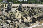 Reste vom Wrack des Frachtschiffs POLSTJERNAN; Aufnahmeort: Elbe/Hamburg-Blankenese, Deutschland.