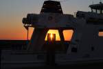 Frisia IV im Sonnenuntergang der Rederei Frisia im Hafen von Norddeich am 24.7.2012