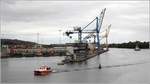 Containerbrücken im Tivoli Industrial Estate im Hafen von Cork. 27.04.2017