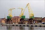 Historische Krane im Hafen von Stettin. 09.05.2019