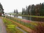 Schleuse Krummesse im Elbe Lbeck Kanal, der Wasserstand, in der sechsten von sieben Schleusen, ist reguliert, das Schleusentor abgesenkt und bereit ein Schiff in Richtung Lbeck herabzuschleusen.