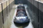Die Ambiorix bei der Ausfahrt aus der Schleuse von Osen/Niederlande am 6.4.2012.