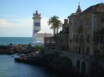 Der Leuchtturm Farol de Santa Marta in Cascais bei Lissabon.