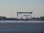 Hamburg, Elbe am 11.10.2015: Pella Sietes Werft in Neuenfelde