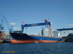 NB 418 (Neubau 418) (IMO 9418377) am 25.6.2008, Kiel. Auflieger bei HDW /
Weitere Namen: BOX VOYGAER – BUXPOWER bis 2010 /
Containerschiff / BRZ 36.087 / Lüa 237,3 m, B 32,2 m, Tg 12,2 m / 1 Diesel, SUL 7RT-flex82C  ,31.640 29.000  kW (PS),23,7  kn / TEU  3414, davon 500 Reefer  /  gebaut 2009 bei HDW-Kiel für NSB, nicht ausgeliefert,  / Flagge: Liberia, Heimathafen: Monrovia  /
