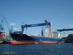 NB 418 (Neubau 418) (IMO 9418377) am 25.6.2008, Kiel. Auflieger bei HDW /
Weitere Namen: BOX VOYGAER – BUXPOWER bis 2010 /
Containerschiff / BRZ 36.087 / Lüa 237,3 m, B 32,2 m, Tg 12,2 m / 1 Diesel, SUL 7RT-flex82C  ,31.640 29.000  kW (PS),23,7  kn / TEU  3414, davon 500 Reefer  /  gebaut 2009 bei HDW-Kiel für NSB, nicht ausgeliefert,  / Flagge: Liberia, Heimathafen: Monrovia  /
