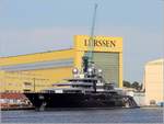 Auf der Lürssen Werft in Bremen-Vegesack entsteht eine neue Gigayacht (über 100 m Länge). Ein Name ist mir noch nicht bekannt. 23.08.2017