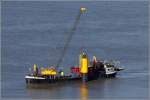 Die JASPER (ENI 05301220) ist am 16.03.2016 bei Montagearbeiten in Bremerhaven im Einsatz.