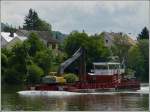 Baggerschiff  AUSONIUS  Euronr. 0804 8001, L 30,54m,  B 8,71m unterweegs auf der Mosel nahe Wasserbilligerbrck.  14.06.2013