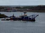 FAUNUS (IMO:8642658) ein Dredger-ship, (L�nge:67m; Breite:12m; Baujahr 1972) im Bereich von IJmuiden; 260723