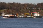 Saugbagger IJSSELDELTA (IMO 7737690); Datum: 01.12.2025; Aufnahmeort: Elbe/Hafen Hamburg, Deutschland.