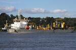 Saugbagger KAISHUU (IMO 9226152); Datum: 10.08.2025; Aufnahmeort: Elbe/Hafen Hamburg, Deutschland.
