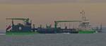 Baggerschiff SCHELDT RIVER, IMO 9778143, Bj 2017, L 116 m; B 26 m, Flagge Belgien, auf der Schelde nahe Vlissingen im Einsatz. 11.2022