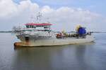 Der Hopper Dredger (Trichterbagger) TRISTAO DA CUNHA (IMO 9823493) am 26.06.2021 in der Emsmündung