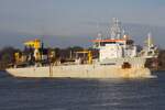 Saugbagger VITUS BERING (IMO 9573062); Datum: 01.12.2025; Aufnahmeort: Elbe/Hafen Hamburg, Deutschland.
