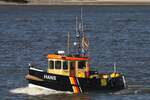 Hafenbarkasse HANS; Eigner/Betreiber: unbekannt; Aufnahmeort: Elbe/Hafen Hamburg, Deutschland; Datum: 08.05.2026; Das Bild entstand anl�sslich des 837. Hafengeburtstages.