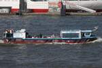Hafenbarkasse TIL ABICHT (ENI 04812570); Eigner/Betreiber: Reederei Rainer Abicht; Datum: 03.08.2026; Aufnahmeort: Elbe/Hafen Hamburg, Deutschland. 