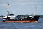 Der kleine Tanker Dagmar IMO-Nummer:8835748 Flagge:Deutschland Lnge:55.0m Breite:7.0m Baujahr:1964 Bauwerft:Johnk Schiffswerft,Hamburg Deutschland am 26.06.10 vor Lhe einlaufen in Richtung Hamburg.