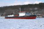 Eisbrecher Frankfurt des WSA Eberswalde beim Eisaufbruch auf der Oder bei Gstebieser Loose am 21.02.2010