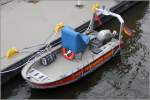 Das offene Motorboot F 11 der Hamburger Feuerwehr liegt am 11.10.2013 im Hamburger Binnenhafen.