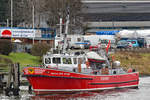 Feuerlöschboot SENATOR EMIL PETERS am 11.1.2020 bei der Feuerwache 4 in Lübeck